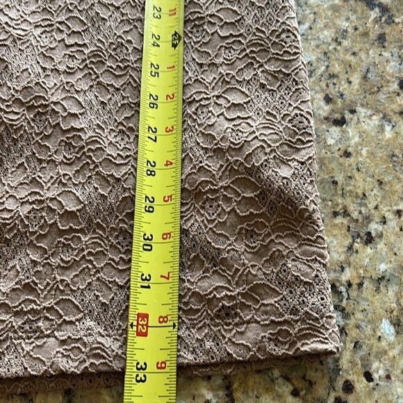 Lovely day brown beige eyelet Crochet Lace Stretch Dress Sz Small‎ - Picture 9 of 10